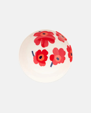 Marimekko Unikko Oiva serving bowl, 1.3L, white stoneware with red poppy print