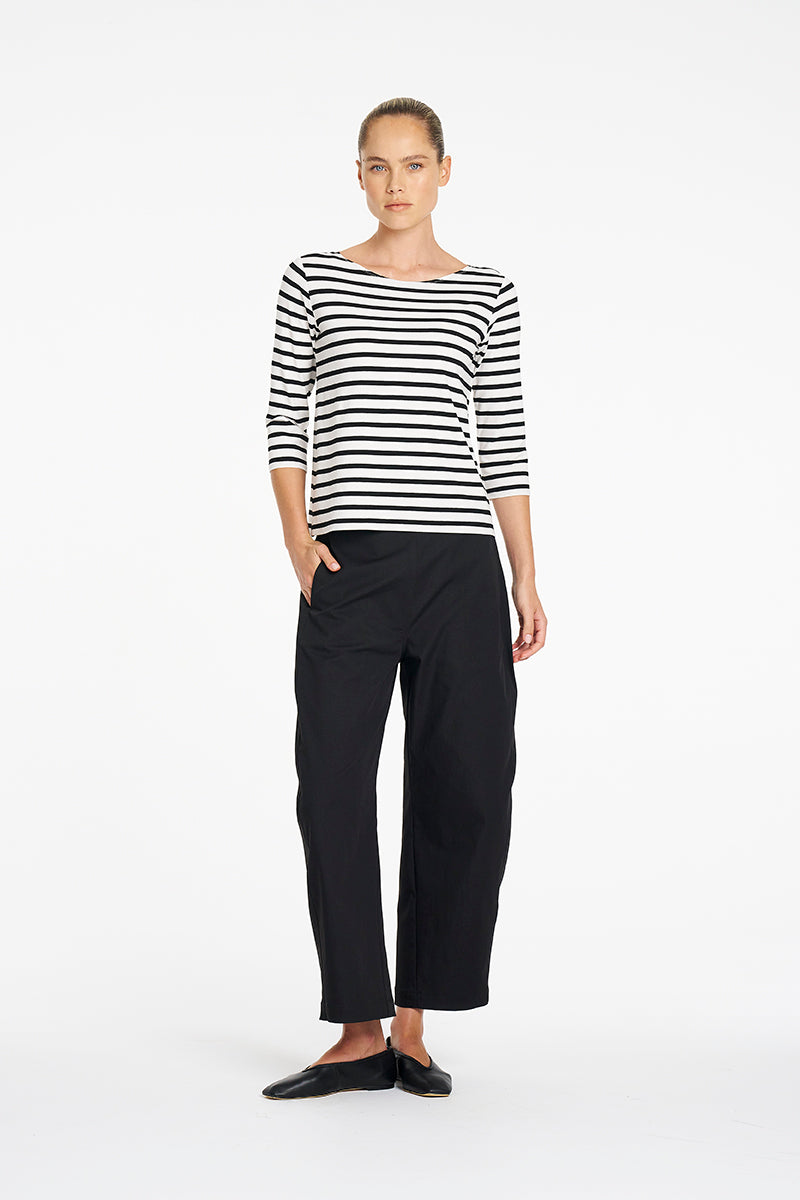 Mela Purdie Barrel Leg Pant in Black, Gravitene fabric – detail view