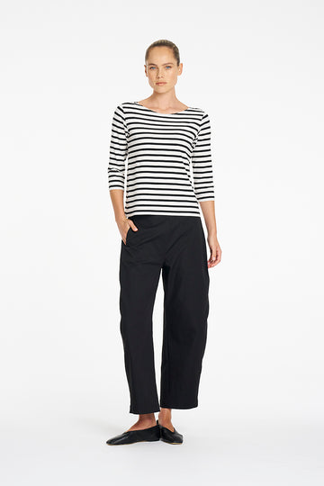 Mela Purdie Barrel Leg Pant in Black, Gravitene fabric – detail view