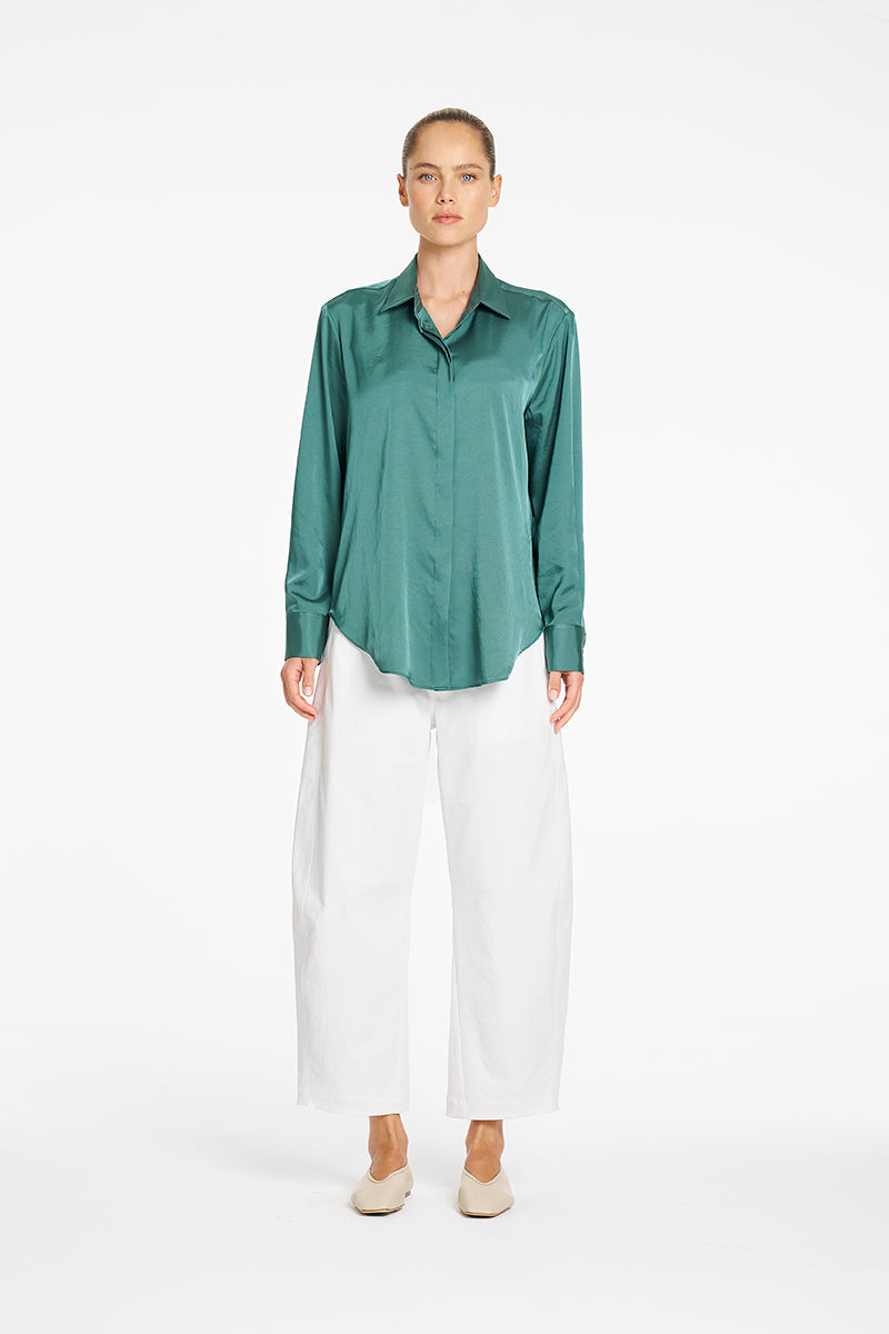 Mela Purdie Barrel Leg Pant in Ivory, Gravitene fabric – front view