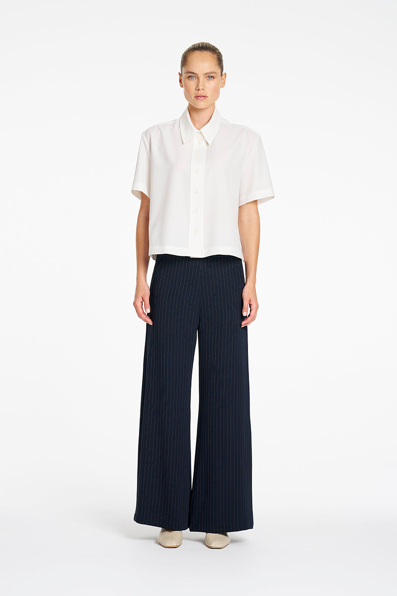 Mela Purdie Crop Shirt in Willow, Flex Weave fabric – front view