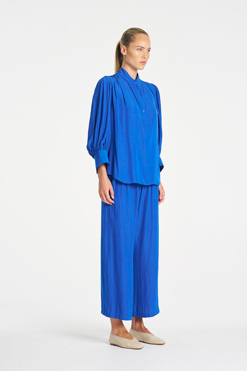 Mela Purdie Pace Pant in Lagoon, Mache fabric – back view