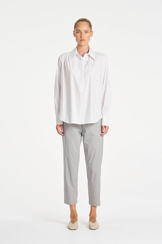 Mela Purdie Pioneer Shirt in White, Microprene fabric – front view