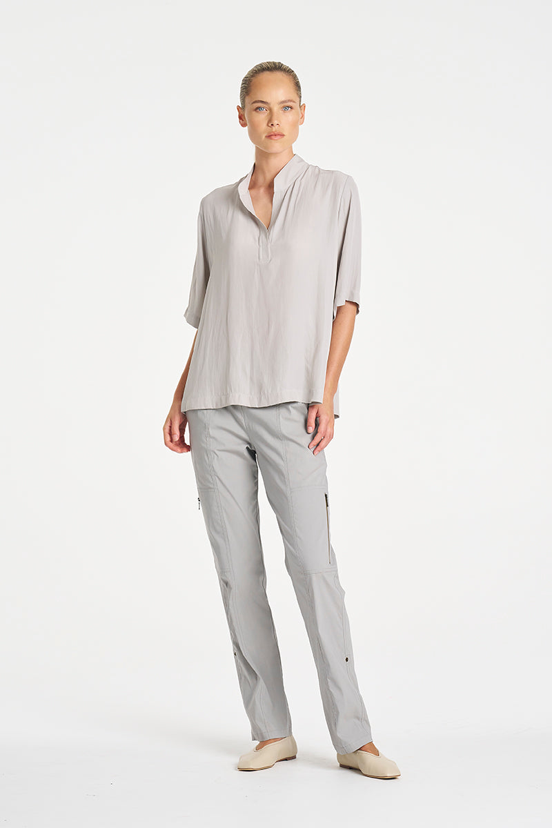 Mela Purdie Placket Plaza in Lagoon, Mache fabric – three-quarter view