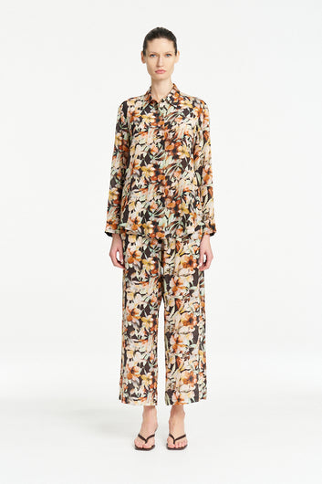 Mela Purdie Soft Shirt Silk in Mint Floral – front view