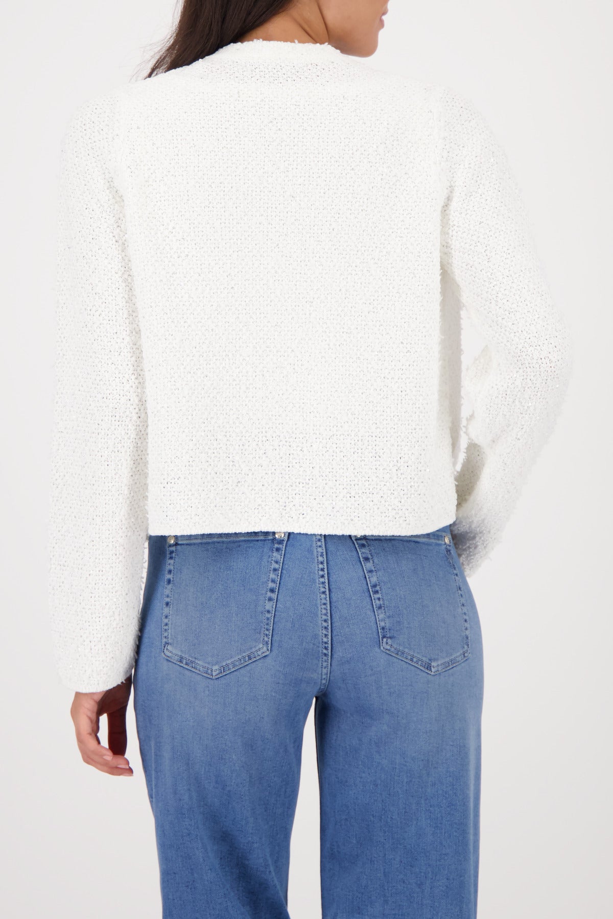 Monari Fringed Cardigan in Off-White - worn - back view