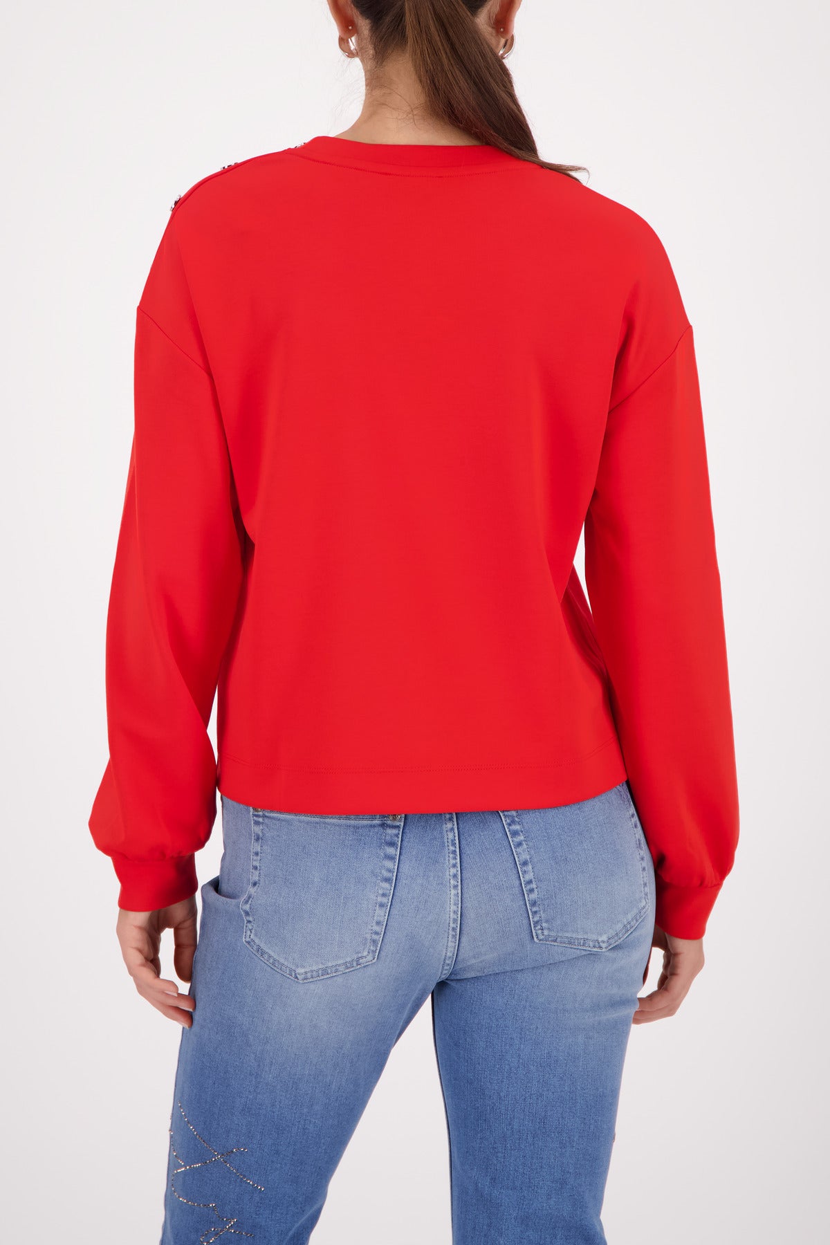 Monari Lettered Jersey in Chilli - worn - back view