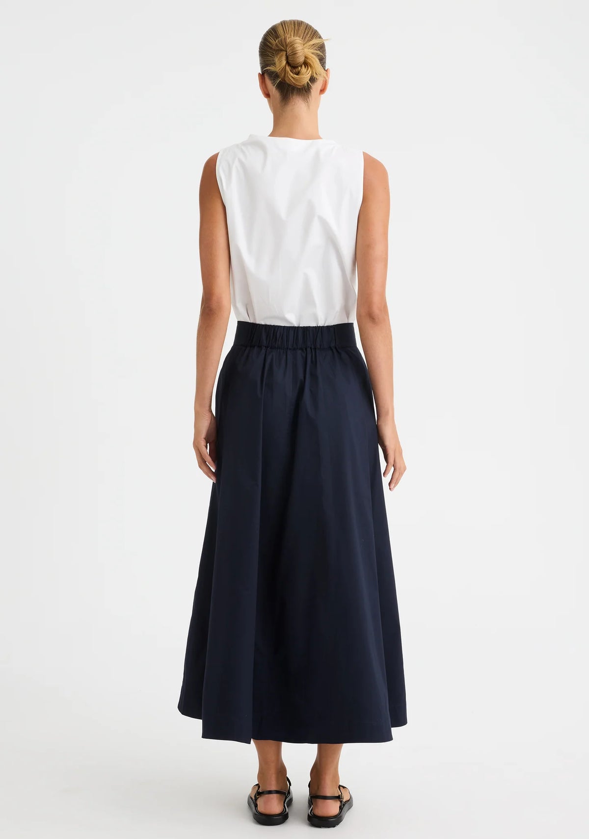 Morrison Maddison Skirt in Navy, worn - back