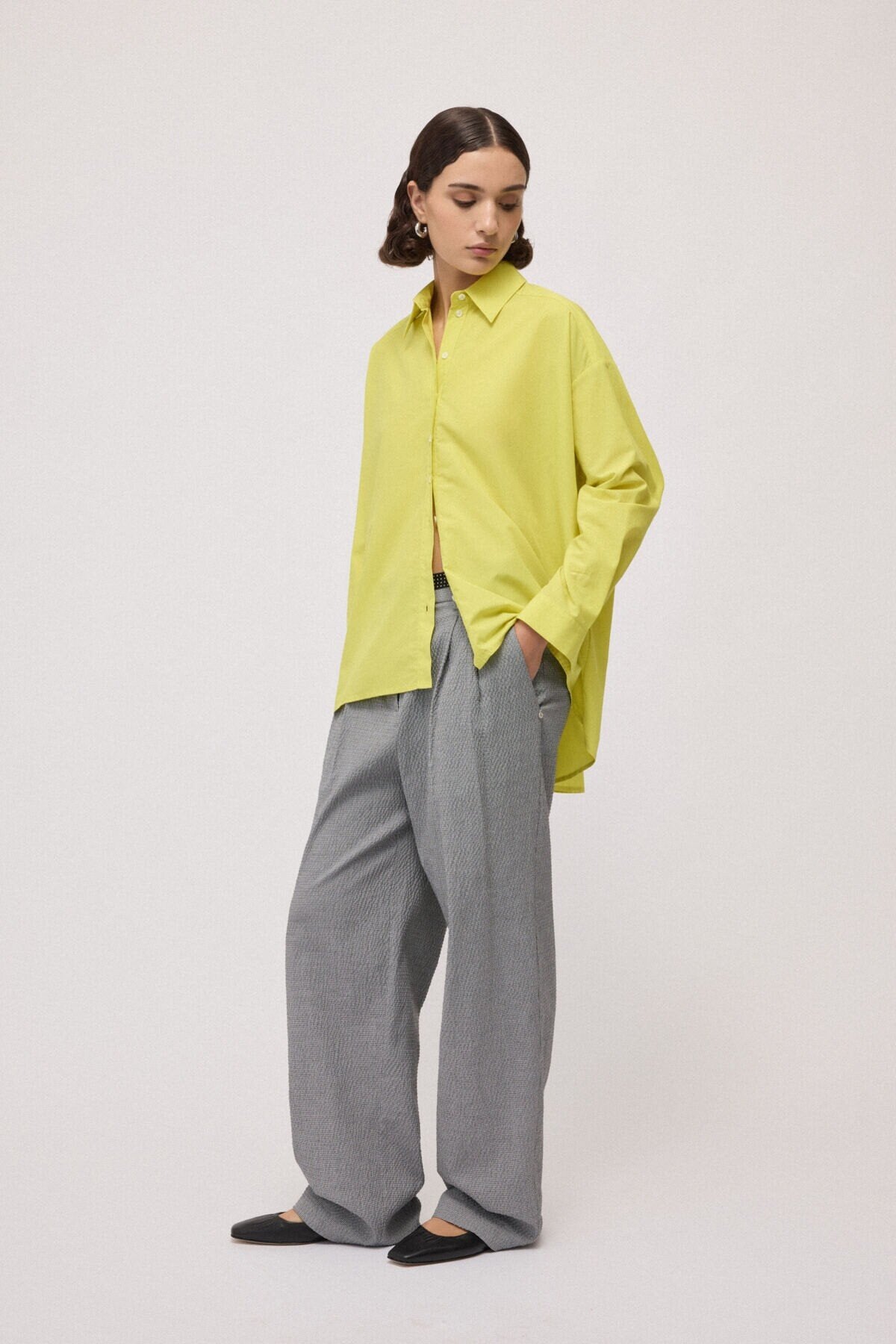 Ottod'Ame Oversized Poplin Shirt in Fluo, on model – Haus of Alma