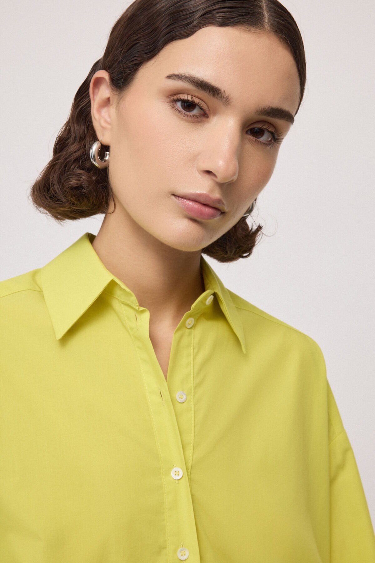 Ottod'Ame Oversized Poplin Shirt in Fluo, styled view – Haus of Alma