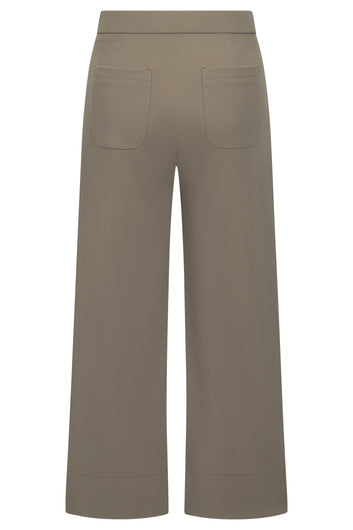 Raffaello Rossi Palina Sport Hightech Jersey Pant in Olivin, wide-leg cropped pant, back view