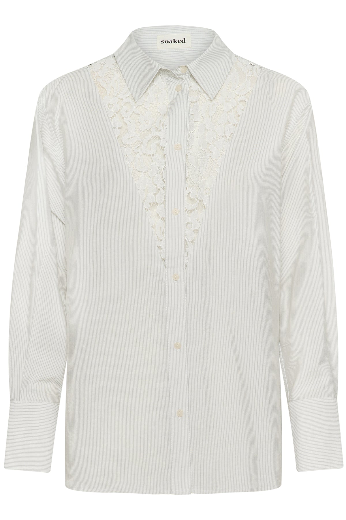Soaked in Luxury Alessia Shirt in White with India Ink Stripe