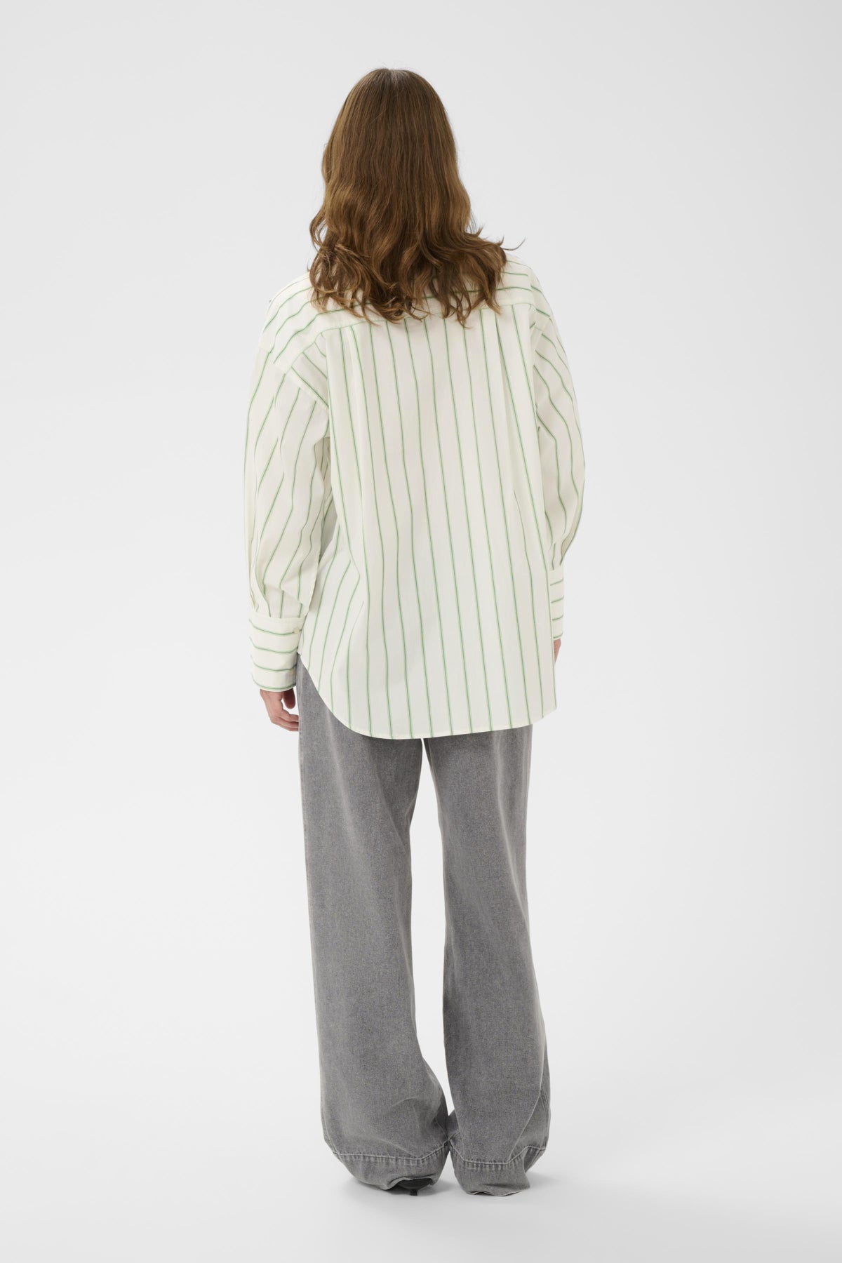 Soaked in Luxury Noelle Striped Shirt in Vibrant Green and White Stripe