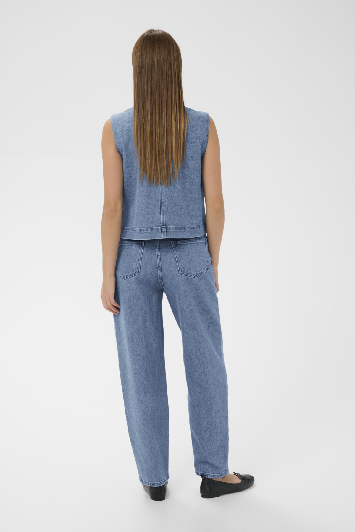 Soaked in Luxury Rinatina Waistcoat in Medium Blue Denim