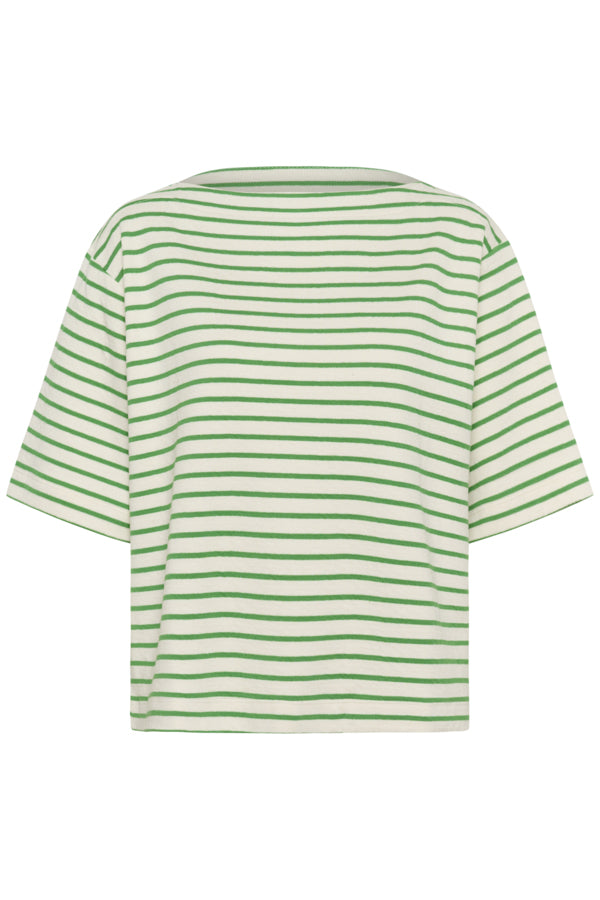 Soaked in Luxury Ingina Sweatshirt in White and Green Stripe