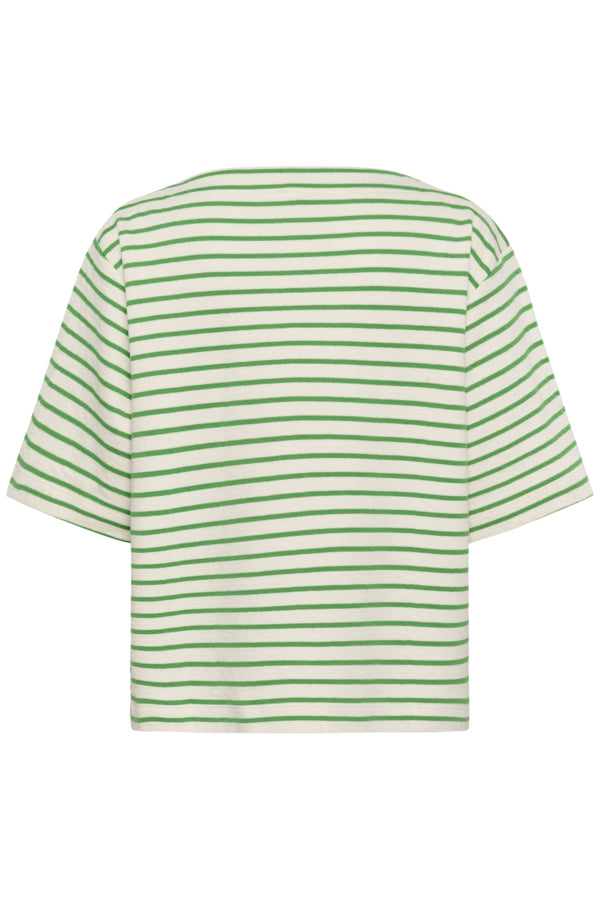 Soaked in Luxury Ingina Sweatshirt in White and Green Stripe