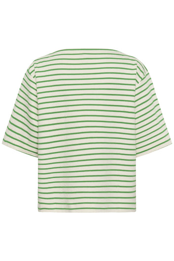 Soaked in Luxury Ingina Sweatshirt in White and Green Stripe