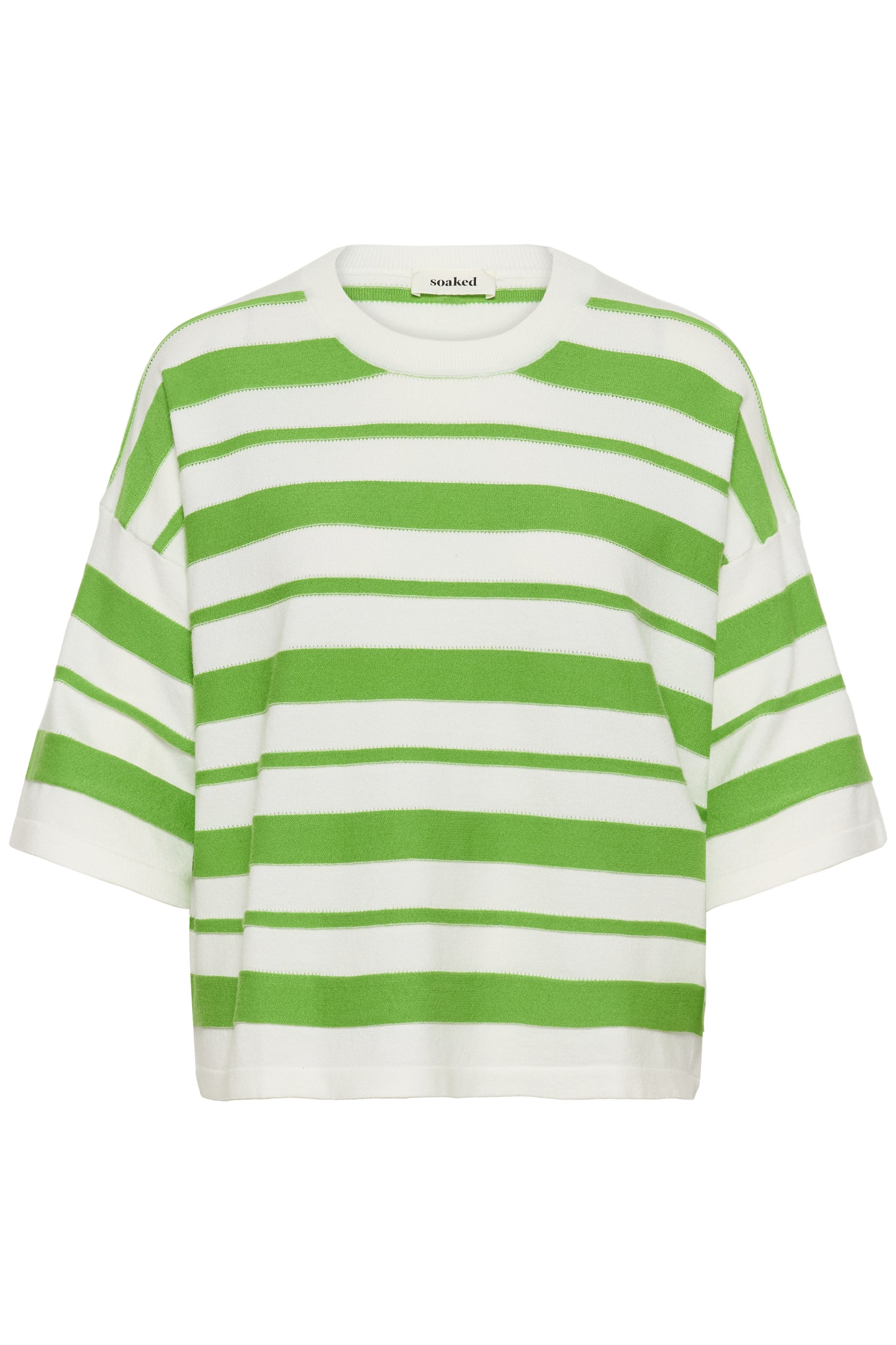 Soaked in Luxury Spina Boxy Structure Pullover in White with Green Stripe