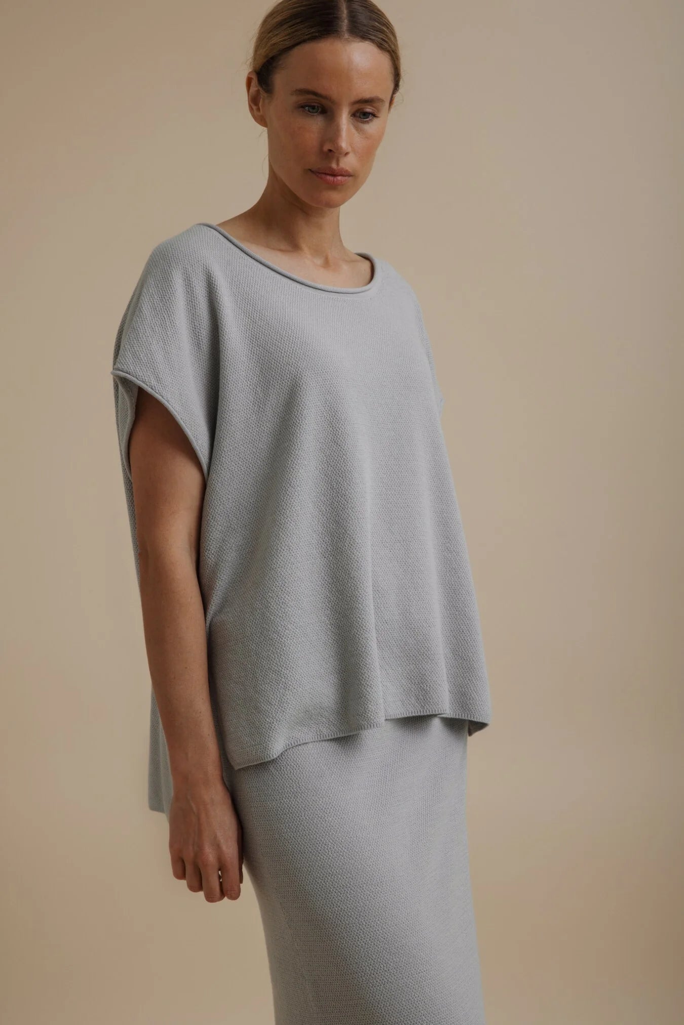 Talamaya Retreat Cotton Twist Skirt in Sky - front view