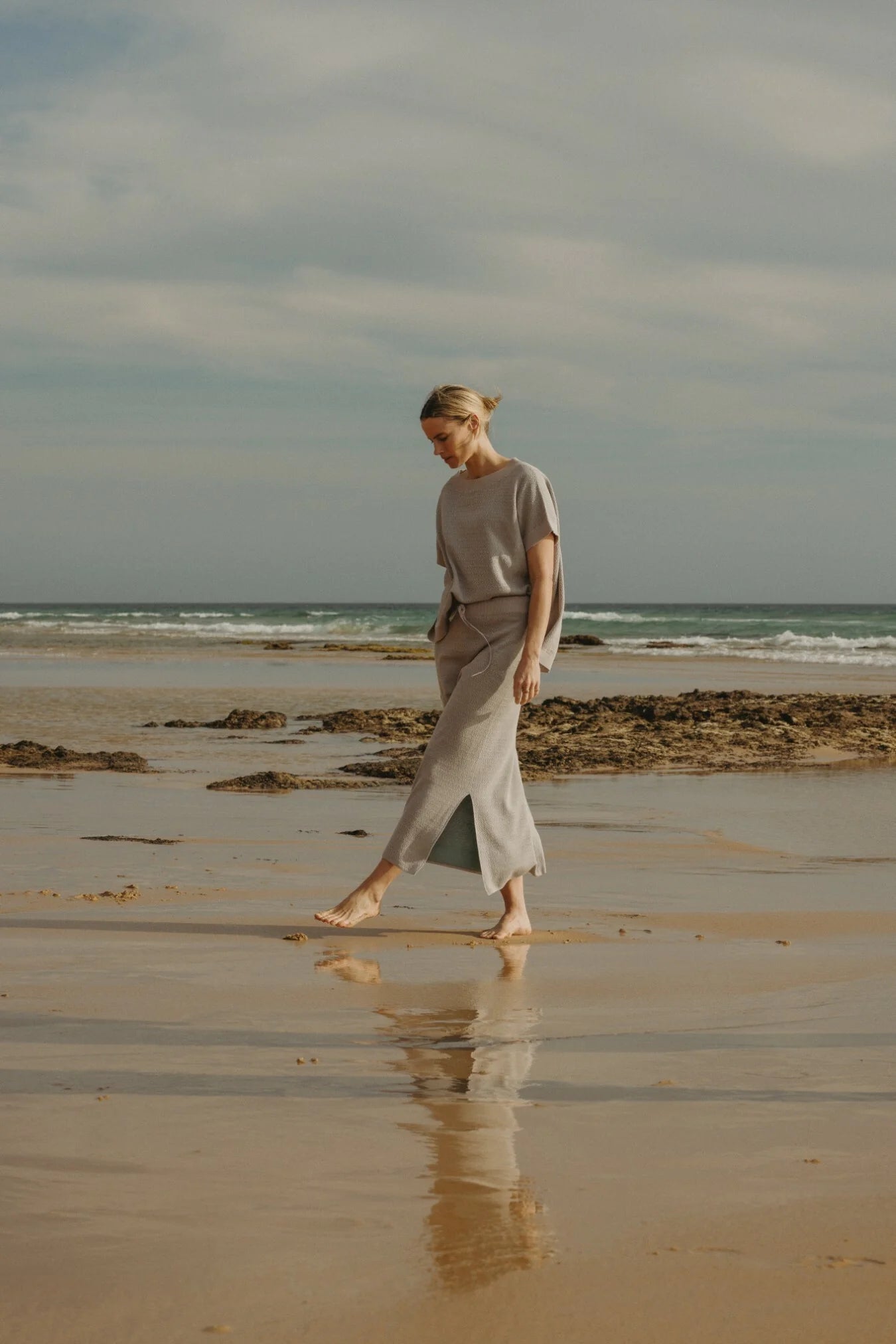 Talamaya Retreat Cotton Twist Skirt in Sky - lifestyle