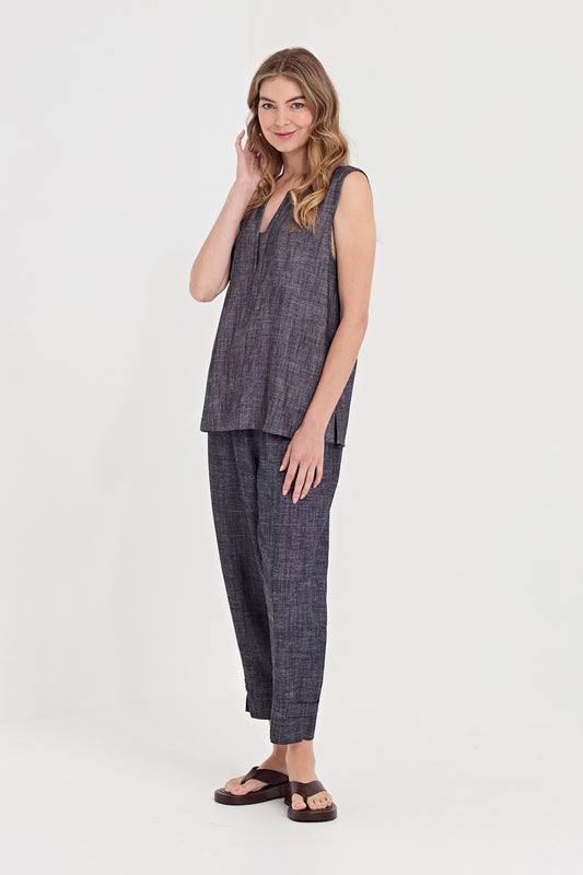 Verge Bounty Pant in Ink, worn - front