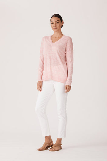 linen v jumper - pale pink
