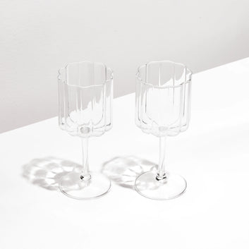 wave wine glass set - clear